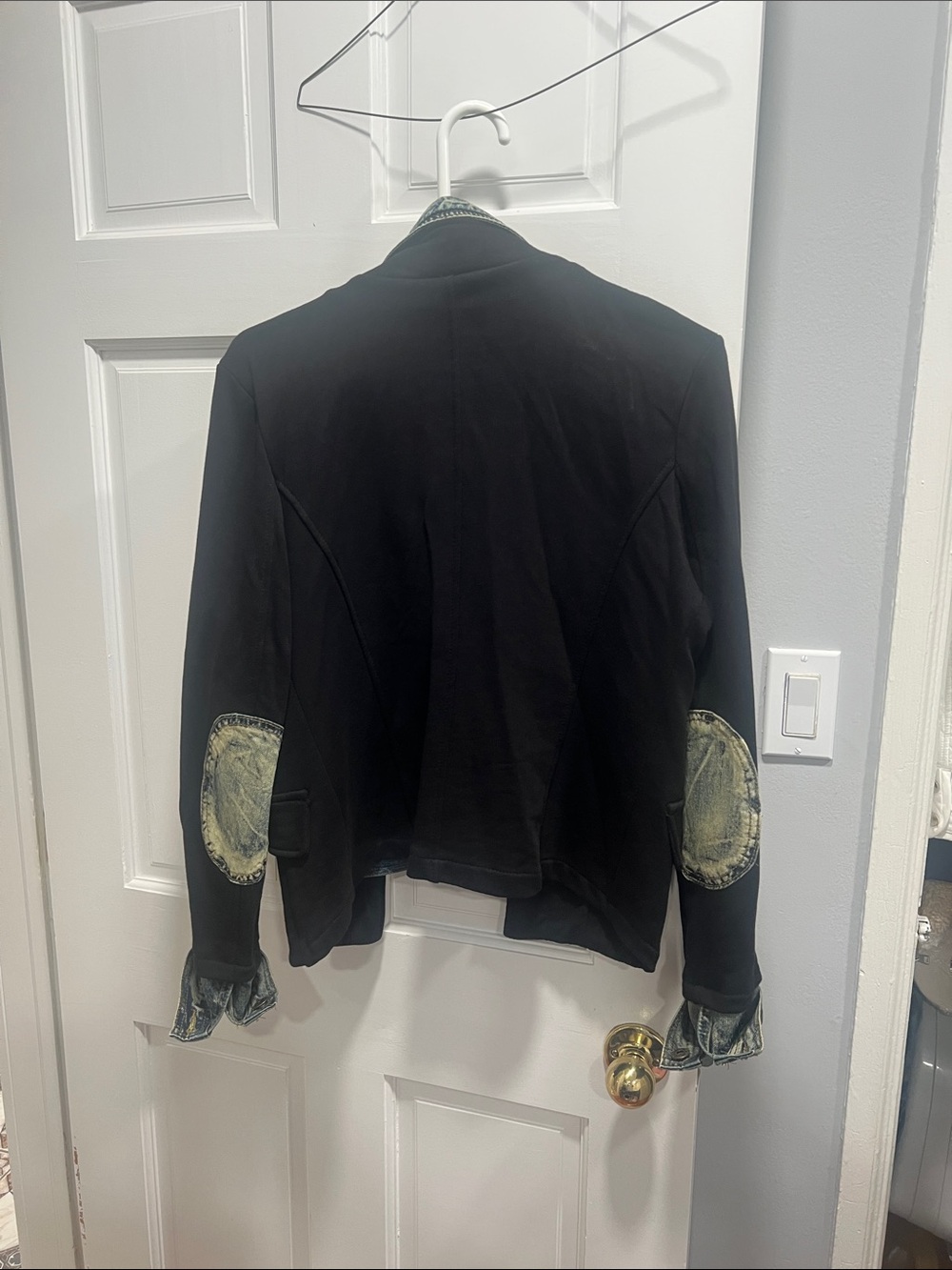 Black Jacket with Denim Trim - Women's Layered Look. Fits Like A Large. - Picture 2 of 4